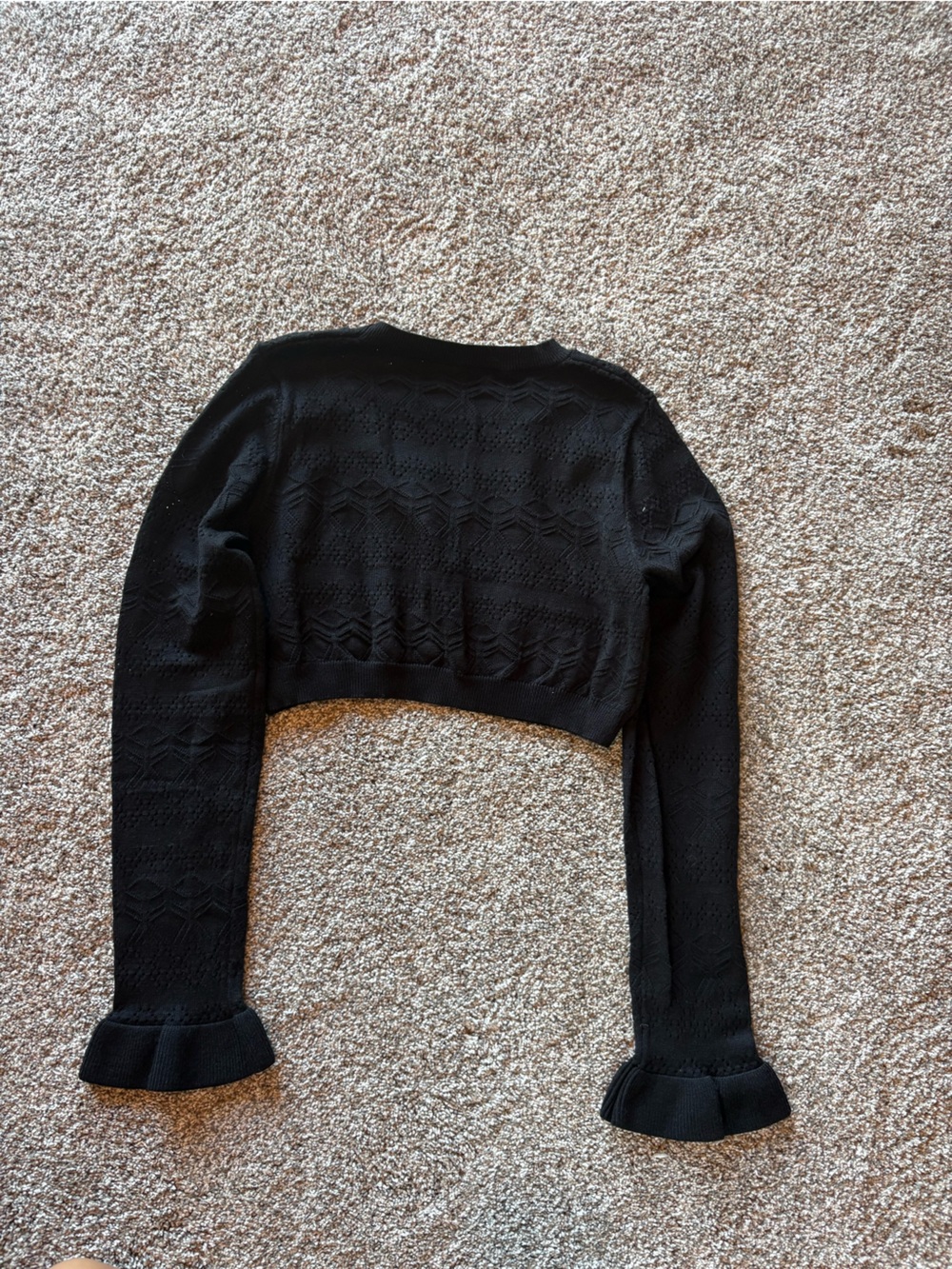 Black Ruffled Knit Sweater & Mini Short Set - Picture 4 of 7